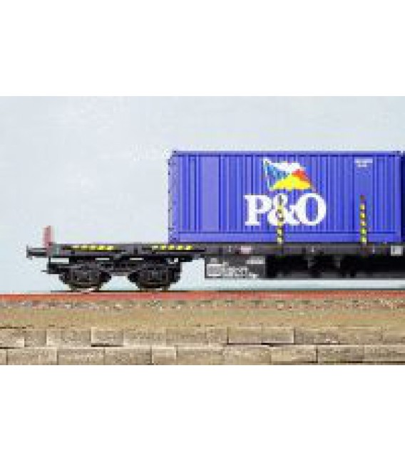 Vagon platformă Rgs cu 2 containere 20' P&O, CFR Marfă, epoca VI, H0 ...