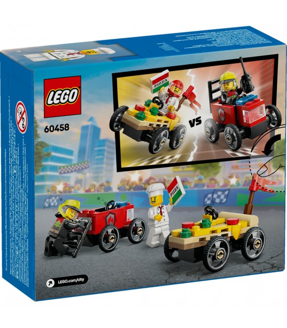 Pachet de curse Furgonetă de pizza vs. camion de pompieri LEGO 60458