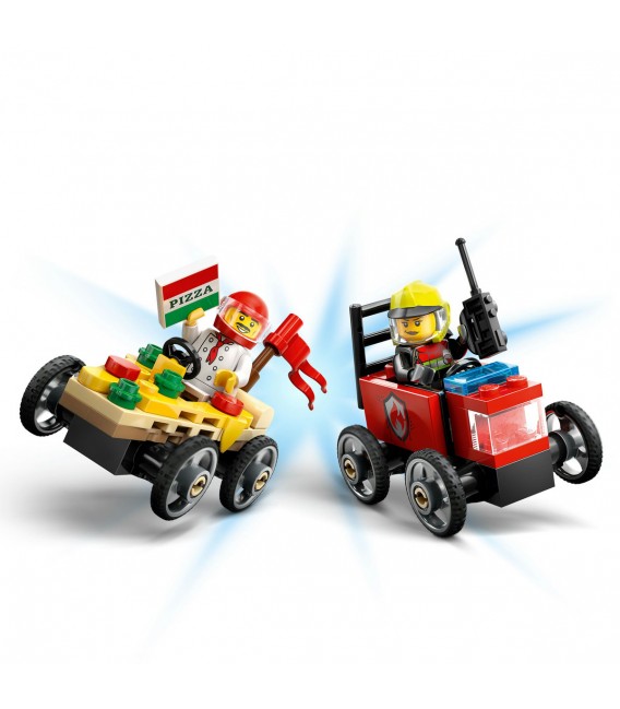 Pachet de curse Furgonetă de pizza vs. camion de pompieri LEGO 60458